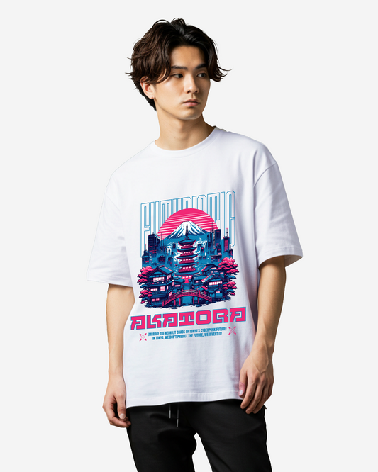 Futuristic Mt Fuji Oversized T-Shirt