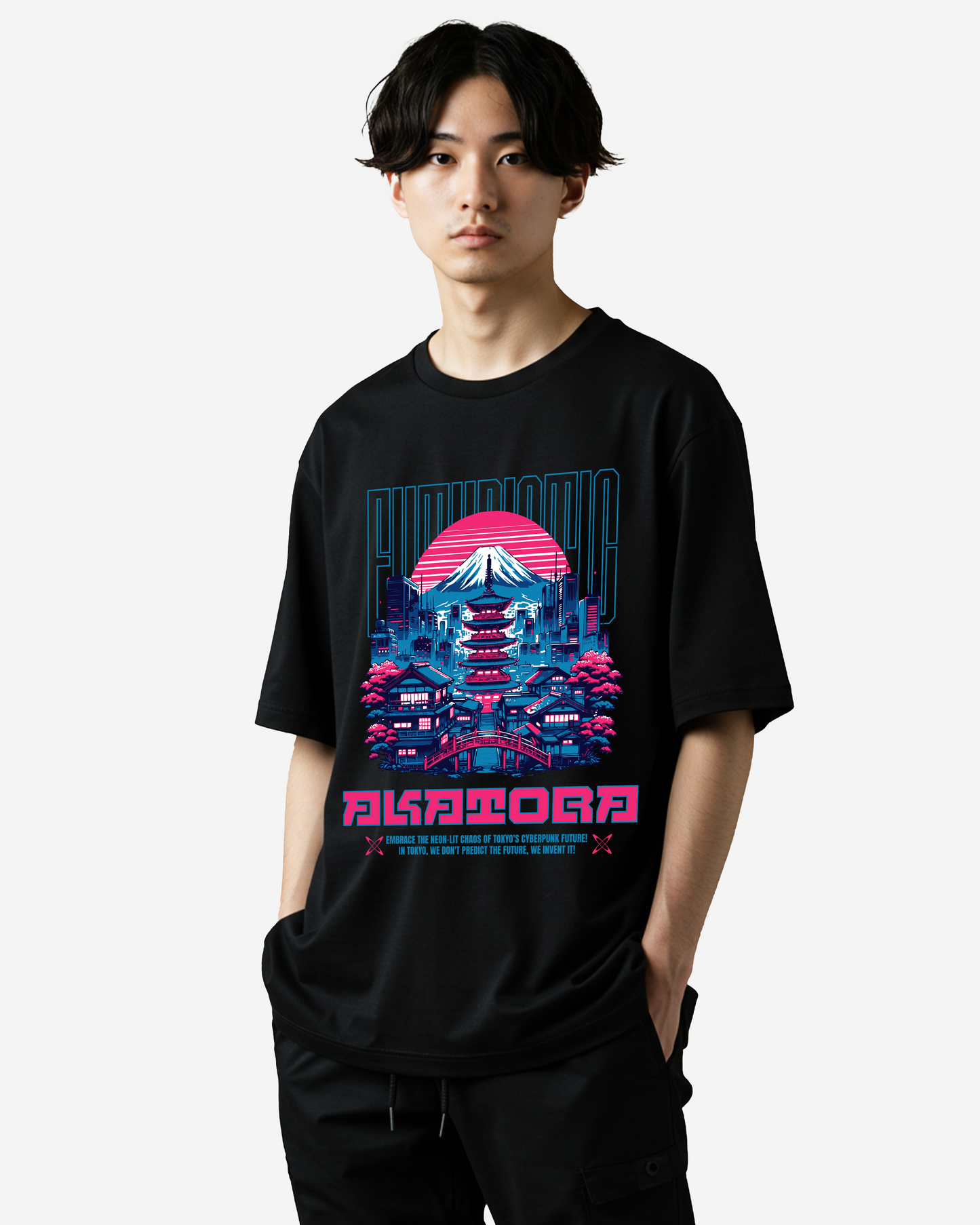 Futuristic Mt Fuji Oversized T-Shirt