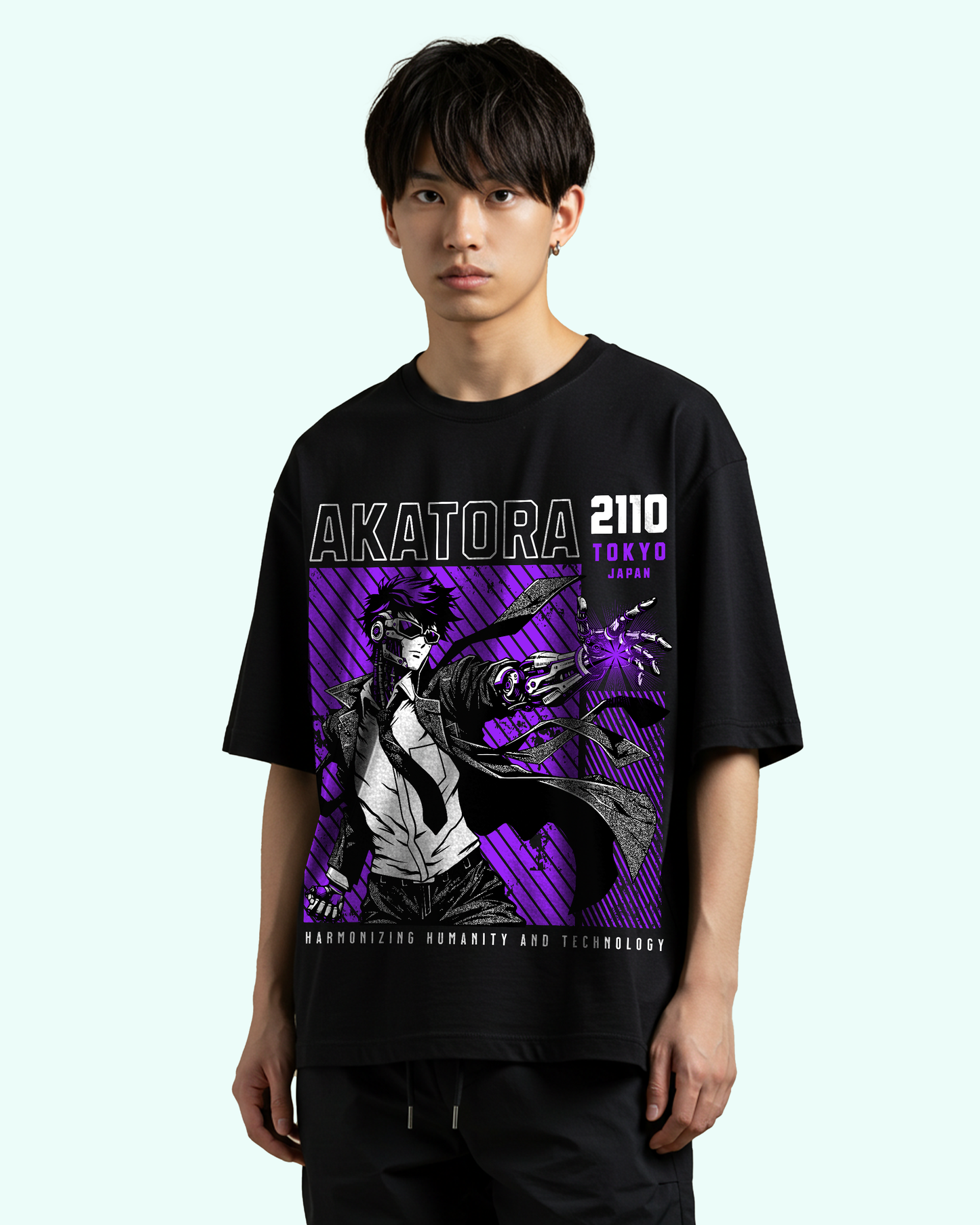 Cyborg Anime Man Oversized T-Shirt