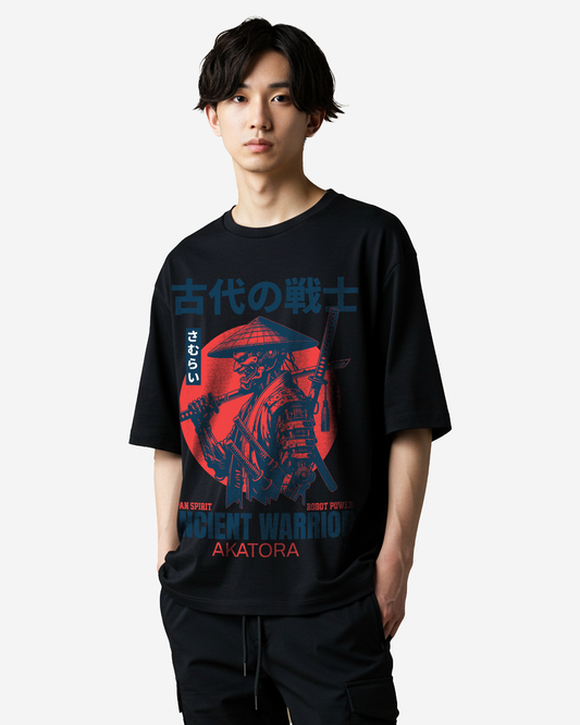 Japan Samurai Ancient Warrior Robot Anime Future Oversized T-Shirt