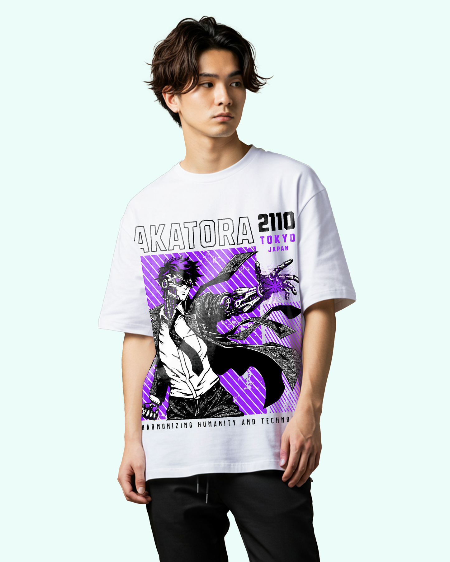 Cyborg Anime Man Oversized T-Shirt